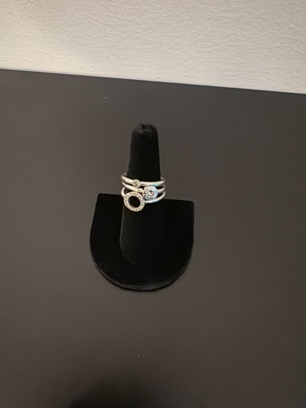 Coach Open Circle Halo Stackable Ring Set Silver Size 7